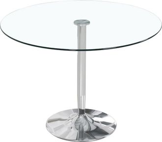 Home Heavenly Mesa redonda de cristal con pata central cromada ø90 cm