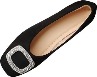 Generic Womens Slip On Shoes Casual Pumps Shoes Solid Color Retro Stylish Versatile Non-Slip Comfortable Ladies Loafers Work Walking Shopping Black