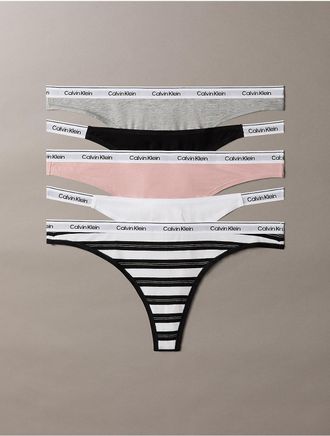 Calvin Klein Calvin Klein Womens Icon Logo 5-Pack Mixed Thong - Multi - XL