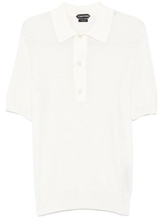 Tom Ford Gebreid poloshirt - Wit