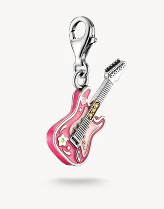 Thomas Sabo Charm pendente a forma di chitarra elettrica tonalit&agrave; argento, arancione, viola e beige
