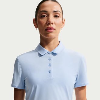 Nike Womens Victory Dri-FIT Short-Sleeve Cropped Golf Polo in Blue | IH0519-407