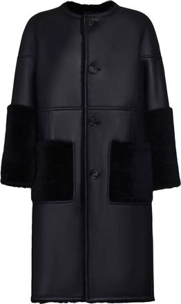 Marni reversible shearling coat - women - Lamb Fur/Leather - 42 - Black