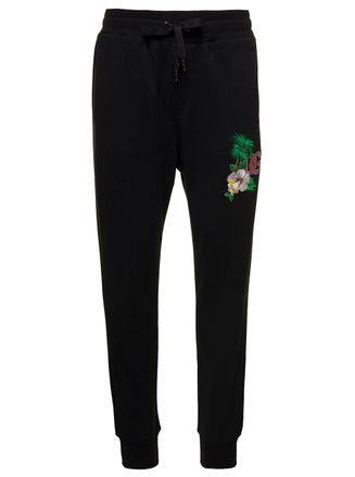 Dolce & Gabbana Floral Logo Embroidered Track Pants