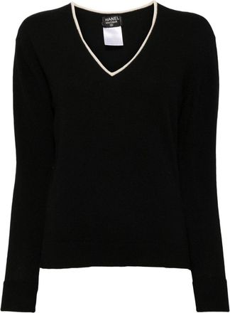 Chanel 1997 V-neck cashmere jumper - women - Cashmere - One Size - Black