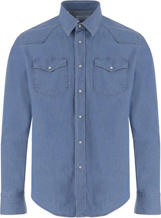 Alessandro Gherardi Katoenen Denim Overhemd - Heren - Spijkeroverhemden - Blauw - XL - Katoen - Overhemden
