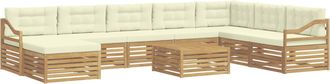 vidaXL Conjunto De Sof&aacute;s De Exterior 9 Uds. Blanco Y Crema Poli&eacute;ster Vidaxl