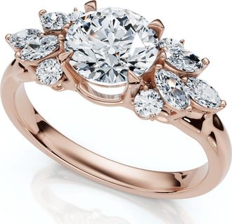 Pompeii3 Certified 1 1/4ct Feather Diamond Accent Ring 14k Gold or Platinum Lab Grown