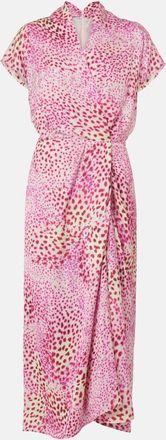 Dries Van Noten Abito midi in raso con stampa