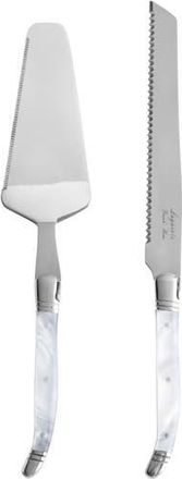 French Home 2-Piece Faux Pearl Cake Knife & Server Set in Pearl White at Nordstrom Rack