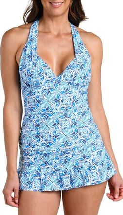 La Blanca Costa Azul Halter Tankini Top in Blue at Nordstrom, Size 10