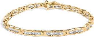 House of Brilliance 10K Yellow Gold 2.00 Cttw Baguette Diamond Channel Set Link Bracelet