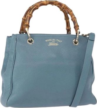 Gucci Pre-owned Handbags, female, Blue, Size: ONE SIZE Pre-owned Leather Handbag