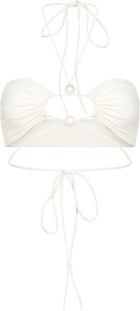 Magda Butrym pearl-detail bandeau bikini top - women - Polyamide/Elastane - 36 - White