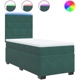 vidaXL Cama Box Spring Con Colch&oacute;n Terciopelo Verde Oscuro 100x200 Cm Vidaxl