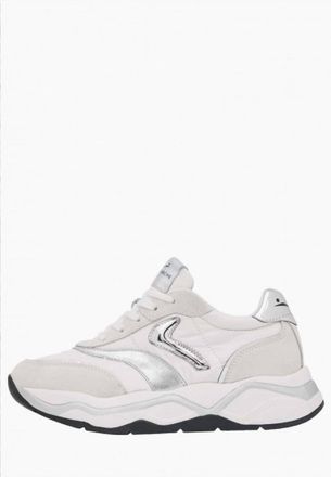Voile Blanche Womens Club 108 Fabric Sneakers In White Silver
