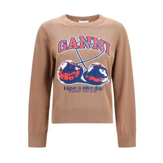 Ganni Sweatshirt - female - Ganni - Sweatshirts - Brown - M - Sweatshirts & Hoodies