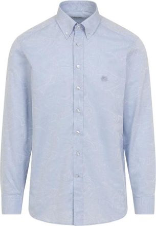 Etro Blue Logo Embroidered Shirt