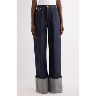 Givenchy Raw Turn-Up Jeans in Dark Blue at Nordstrom, Size 30