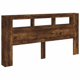Berkfield Home LED Headboard Smoked Oak 200 cm Engineered Wood in Brown