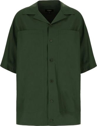 Fendi Overhemden, Heren, Groen, M, Camicie Shirt met Korte Mouwen