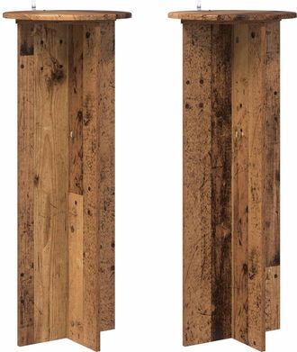 vidaXL Soporte De Plantas 2 Uds. Madera Envejecida &Oslash;40 X 100 Cm Vidaxl