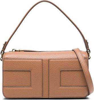 Elisabetta Franchi Tassen, Dames, Bruin, ONE Size, Bruin lederen top handvat tas