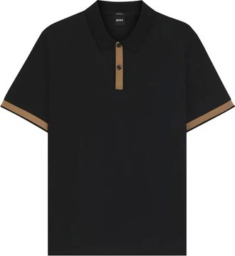 HUGO BOSS H-Phillipson 200 poloshirt met geribbelde afwerking - Zwart