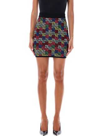 Balmain Monogram Multicolor Mini Skirt