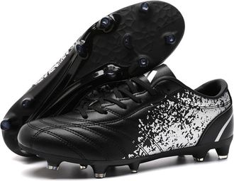 Generic Mens and Womens Spike Training Youth Breathable Football Shoes, Black, 4.5 UK
