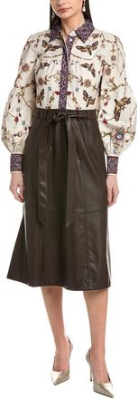 Marchesa Intermix Midi; Printed Cotton Colla