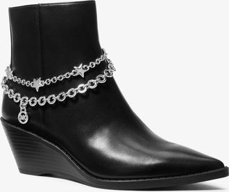 Michael Kors Austin Embellished Leather Wedge Boot