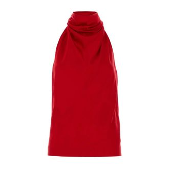 Stella McCartney Stella McCartney, Blouses, female, Red, Size: 2XS Satin Halterneck Top