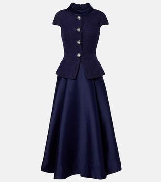 Self Portrait Boucle taffeta midi dress