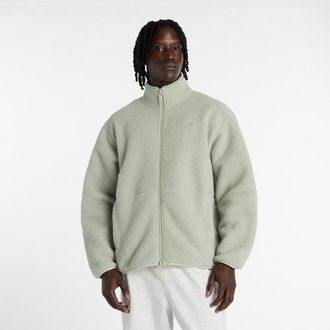 New Balance Hombre High Pile Jacket en Verde, Poly Fleece, Talla 2XL