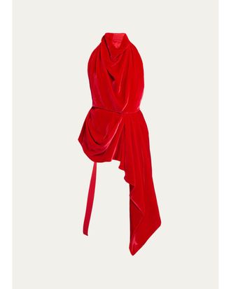 Givenchy Draped Velvet Halter Backless Top