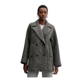 Max Mara Jassen, Dames, Grijs, M, Wol, Obliqua Jas