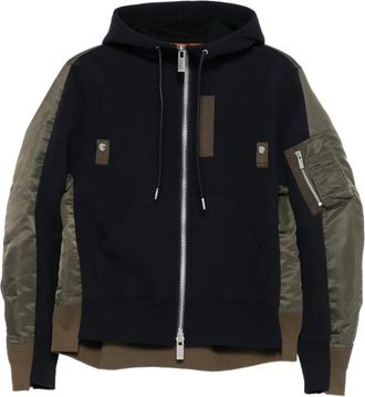 sacai Giacca con design a inserti e cappuccio - Blu