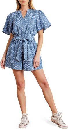 Flying Tomato Embroidered Romper in Light Indigo at Nordstrom Rack, Size Medium