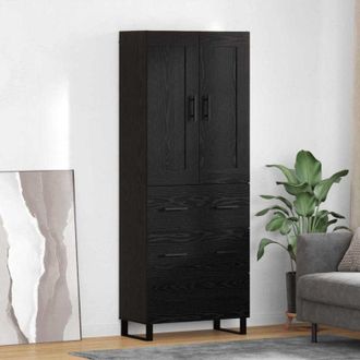 vidaXL vidaXL Credenza 2 pcs Rovere Nero Legno Stratificato e Vetro