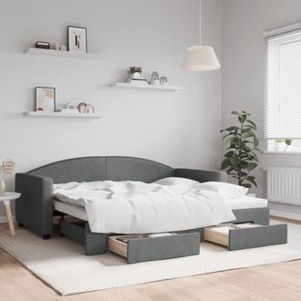 vidaXL Sof&aacute; Cama Nido Con Cajones Tela Gris Oscuro 90x190 Cm Vidaxl