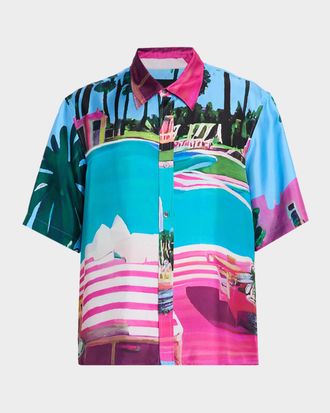 Libertine - Libertine Mens Poolside Skater Silk Short-Sleeve Shirt