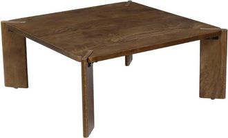 Sweeek Square coffee table in solid mango wood, Reva, walnut coloured, 80x80x36 cm