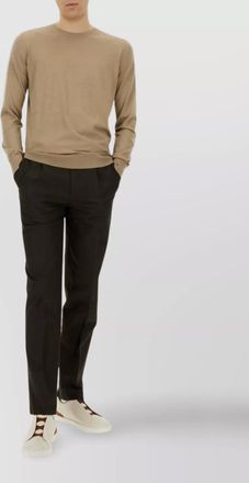 Ermenegildo Zegna cashmere silk sweater ribbed trim