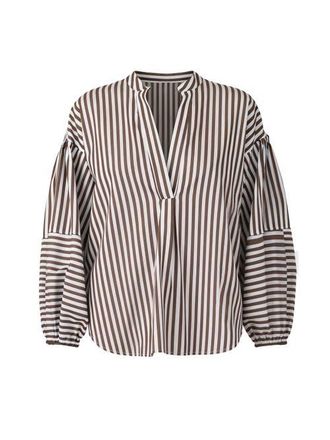 C&acirc;llas Milano Keaton Shirt with lantern sleeves Stripe in Brown/white at Nordstrom, Size 8 It
