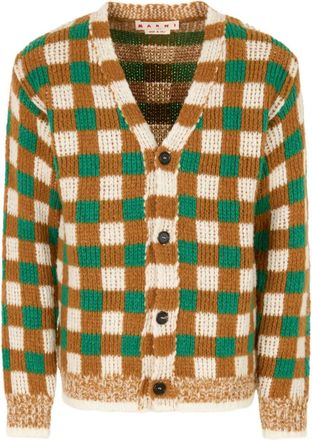 Marni Geruit geribbeld vest - Bruin