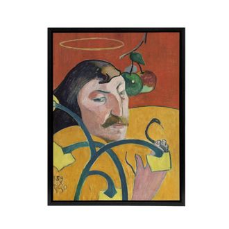 Artery8 Self Portrait with Halo & Snake Gauguin Framed Canvas Wall Art Print | Size: W24 x H32