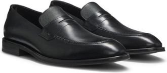 BOSS Textured-tongue loafers in leather