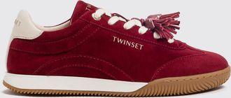 Twinset Sneakers low top in pelle scamosciata con nappe e logo