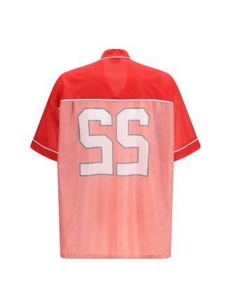 Moschino Technical Mesh with Reversed 22 Print Shirt - Red